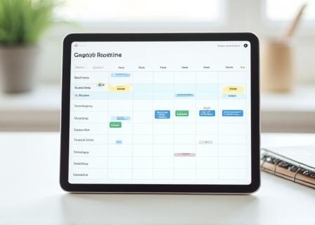 일일 생산성 스케줄을 보여주는 태블릿 화면